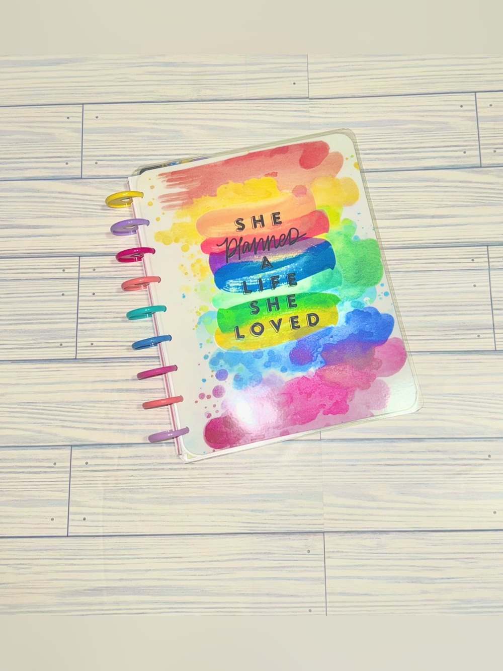 Happy Planner classic size rainbow watercolor 12 months undated